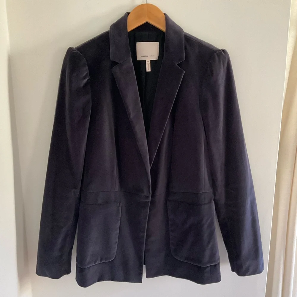Rebecca Taylor Blue Stretch Velvet Blazer